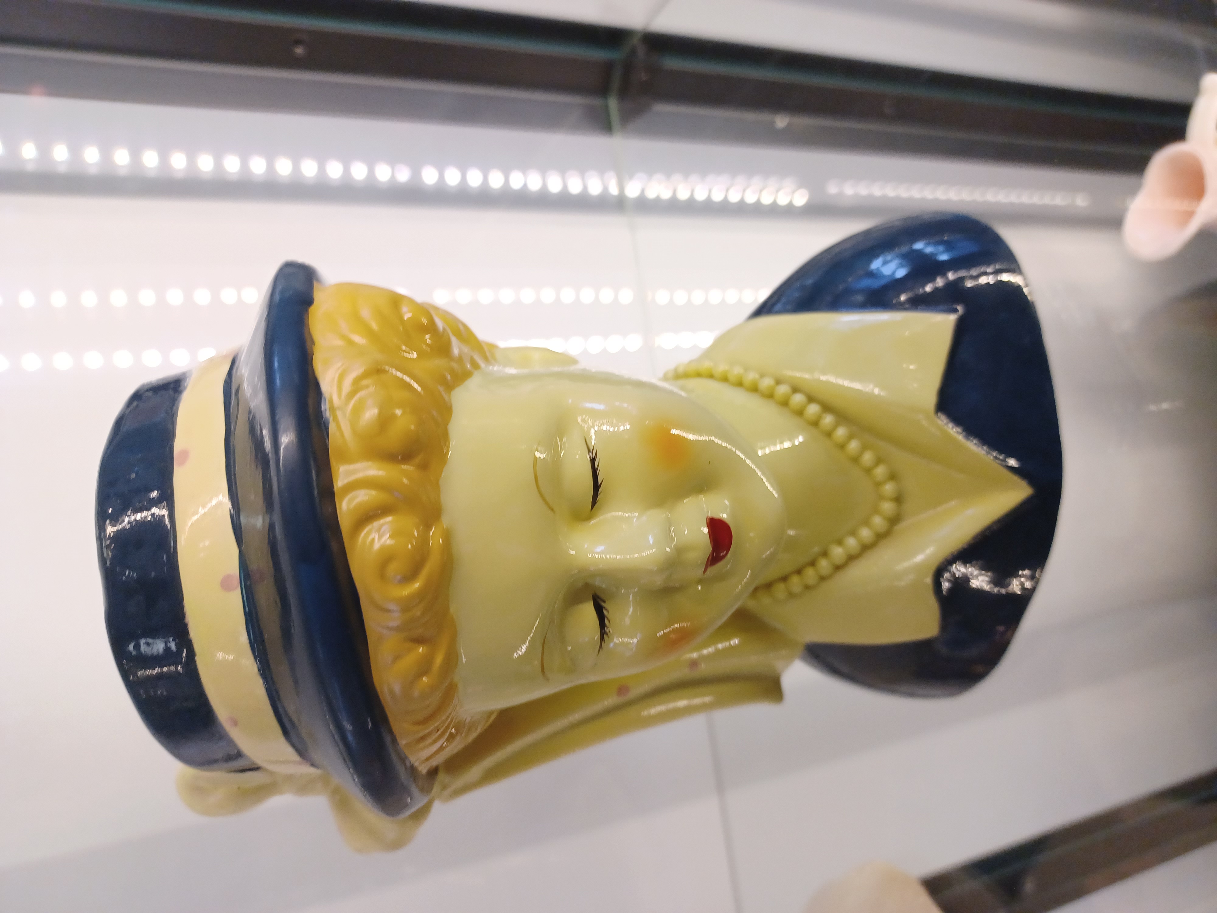 Navy Hat Head Vase Lg