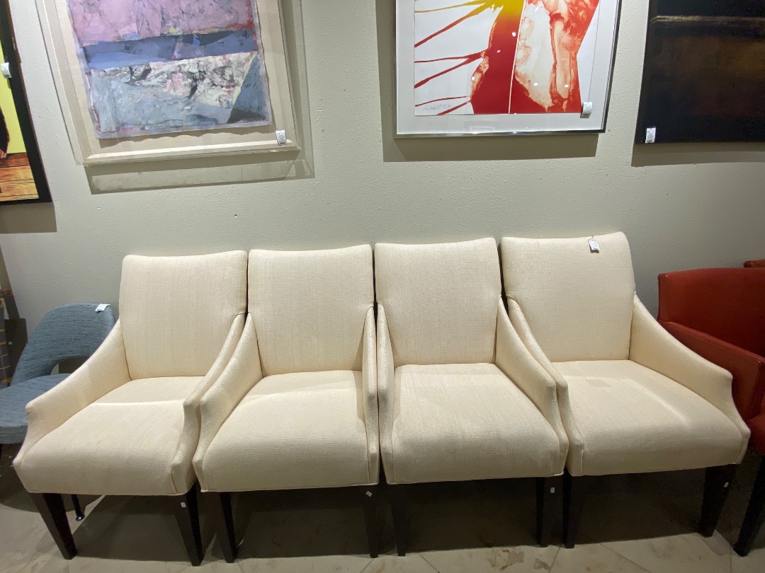 4 Dining Chairs Lee Industries Drk Brwn Legs Cream Uph