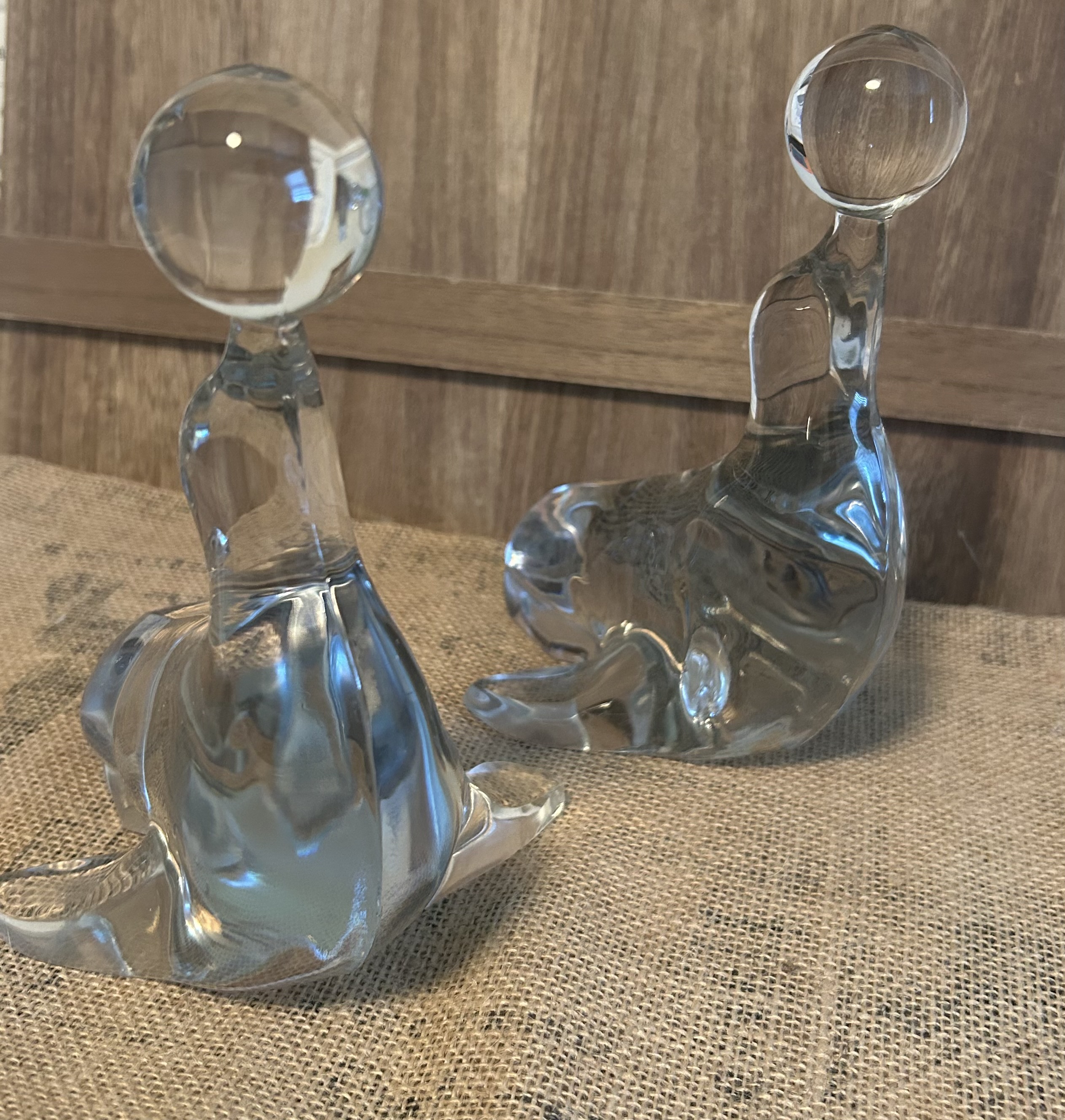Vtg glass seal book ends - New Martinsville
