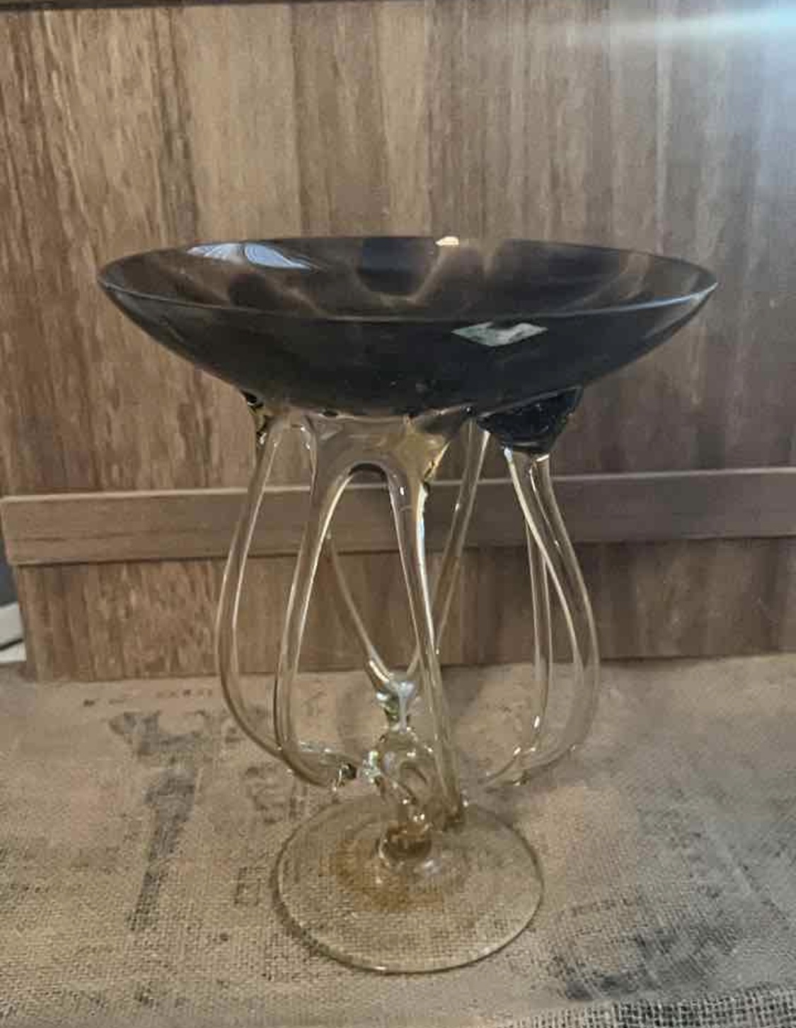 VTG Hand Blown Jellyfish Compote Bowl