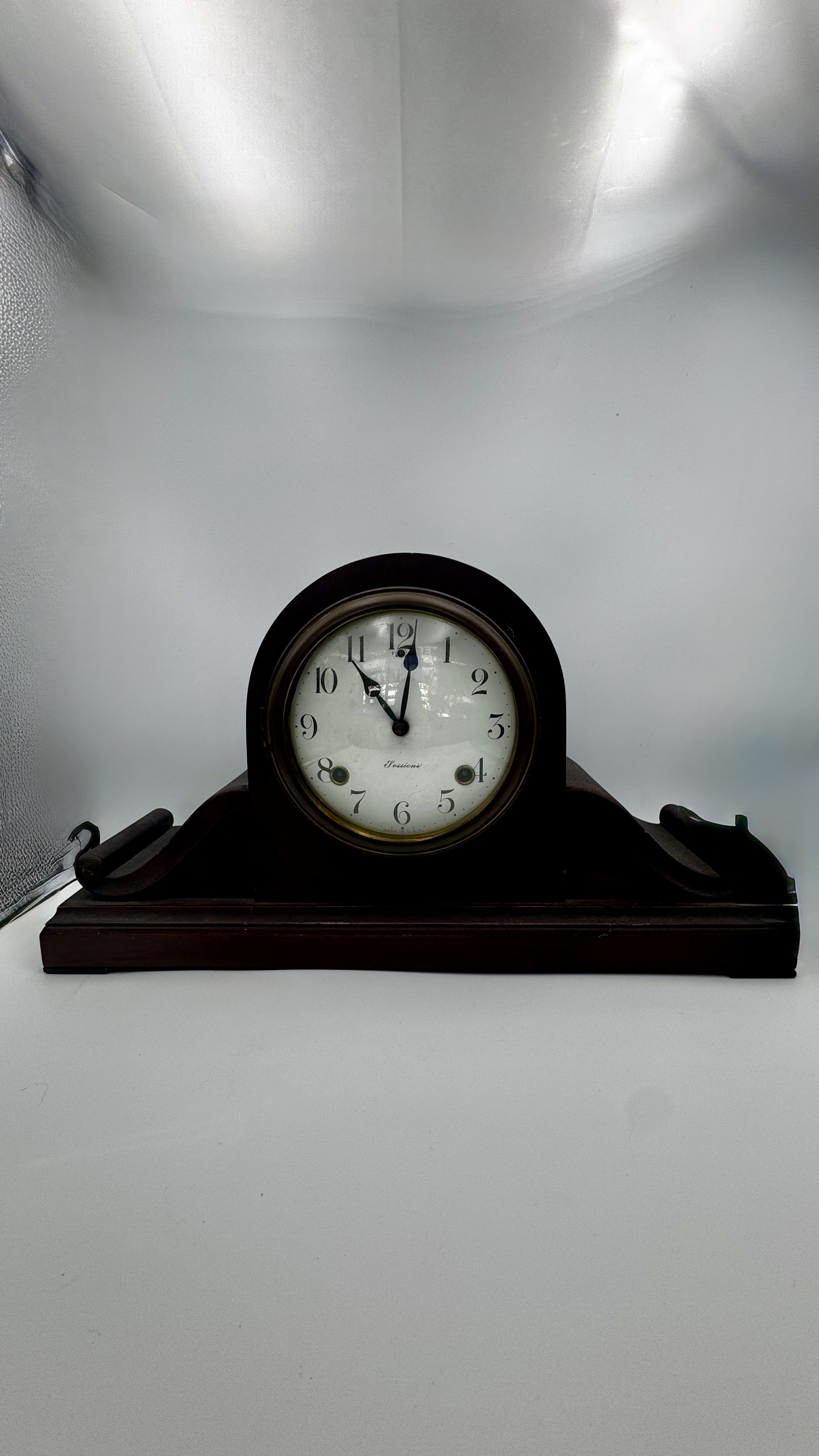 Wooden Tambour-Style Mantel clock