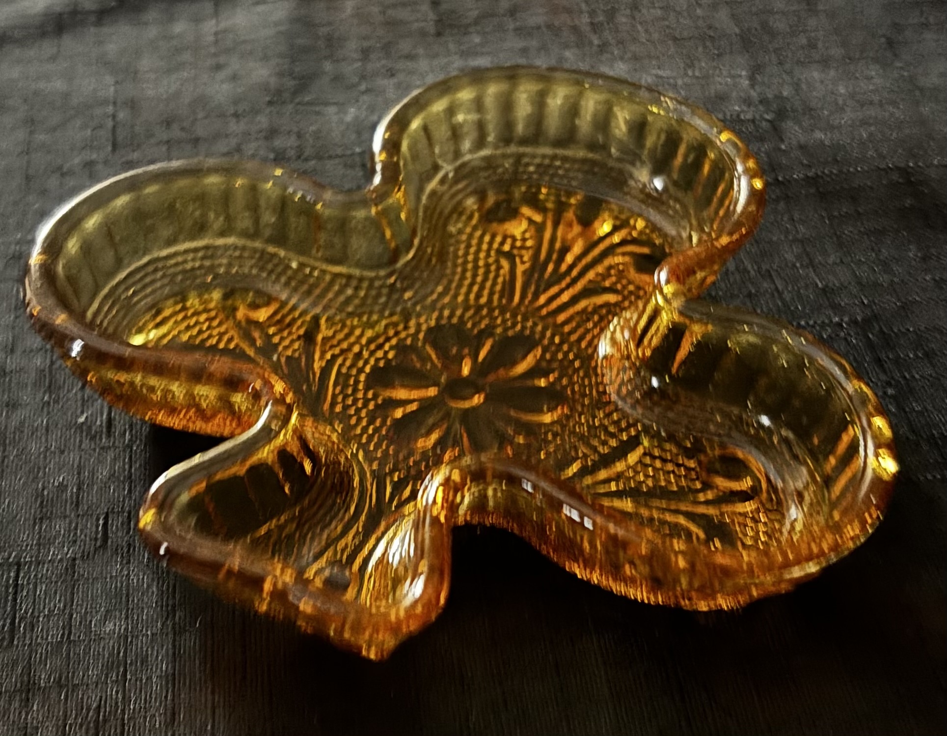 Vintage Golden Amber Trinket Dish