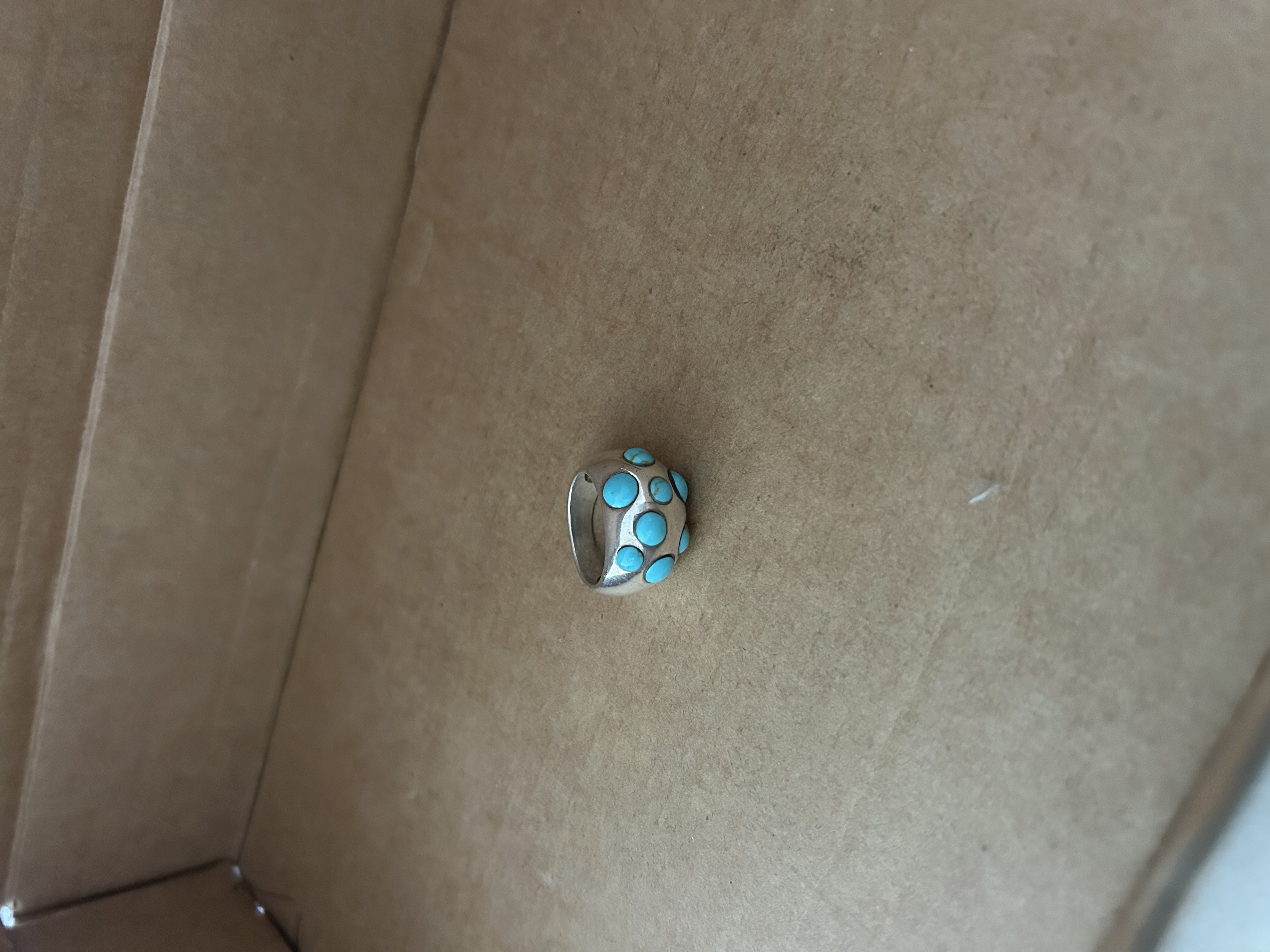 VTG SS 925 Ring (s 6.5 )w/ 8 Turquoise stones