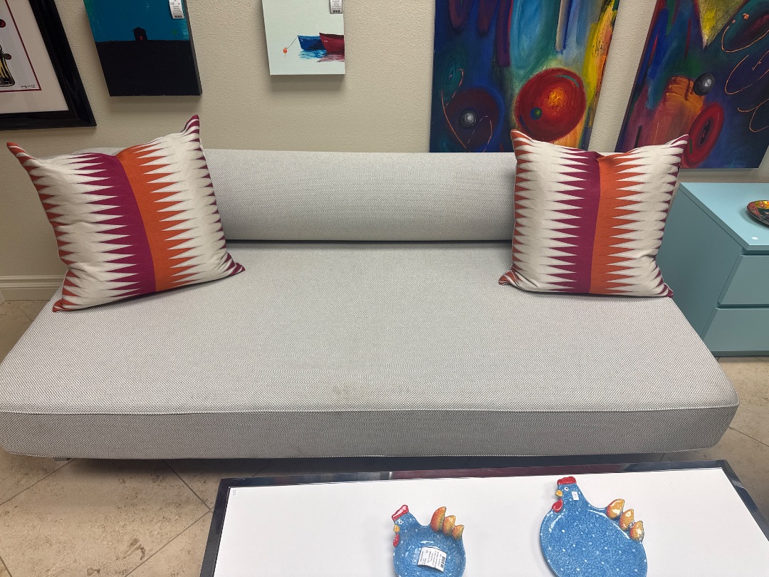 Sofa Sleeper DWR Twilight Softline Bolster Back Cream Silver Legs