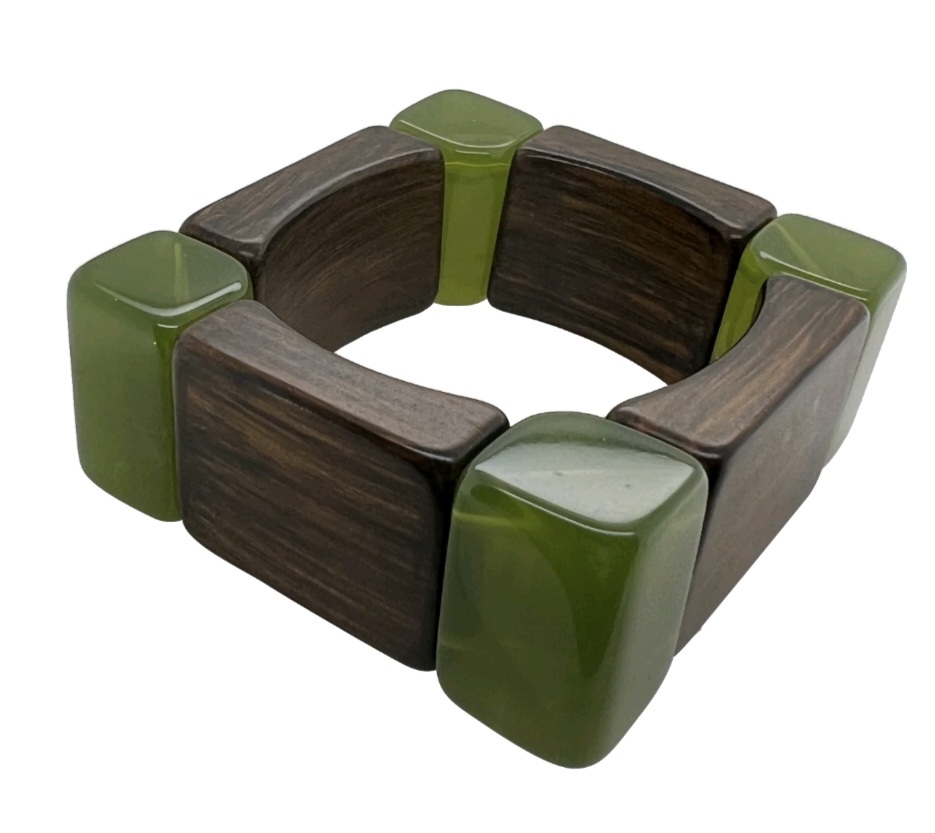 Retro Wood & Bakelite Bracelet