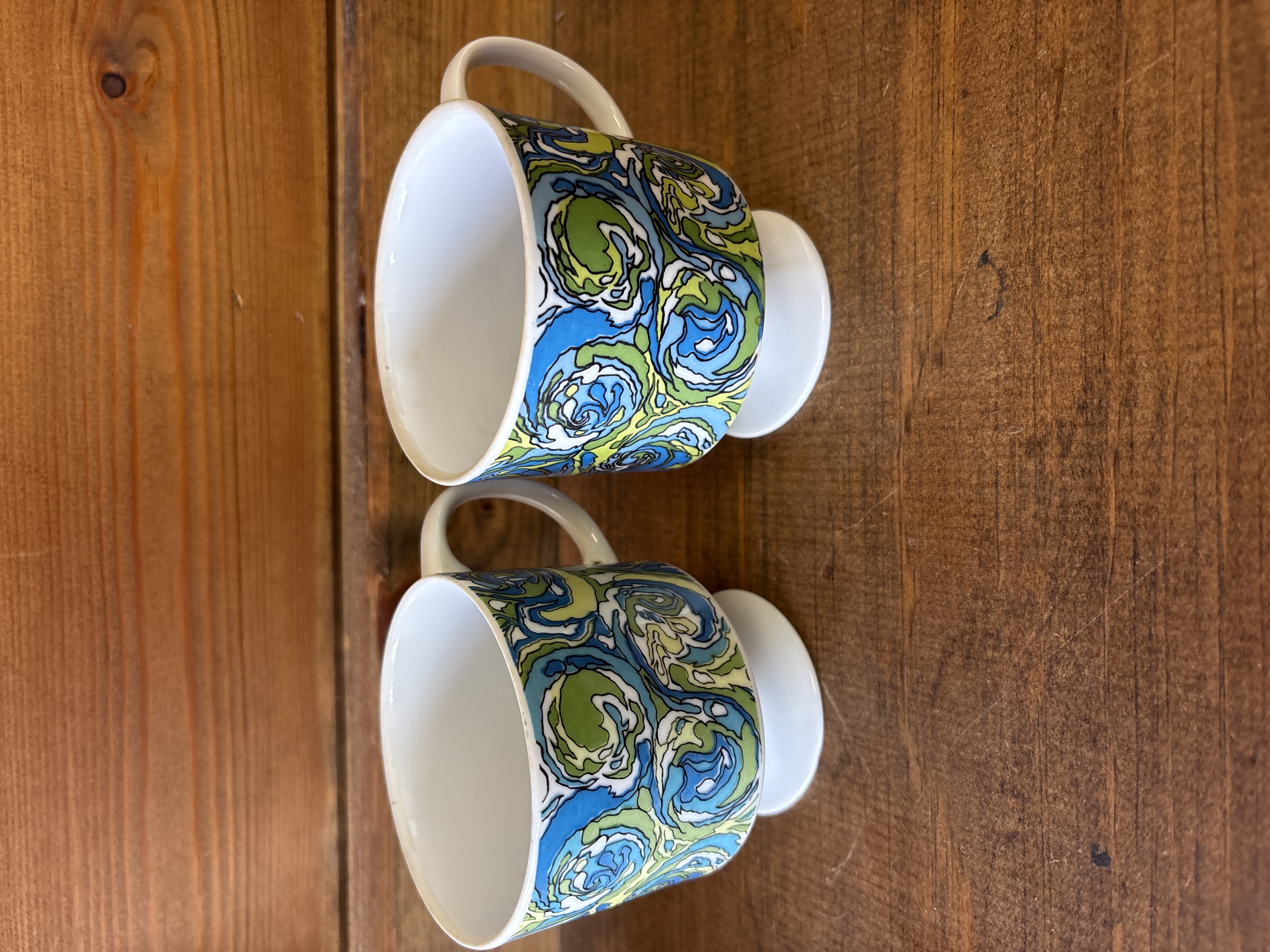 Vintage Holt Howard Blue & Green Mugs