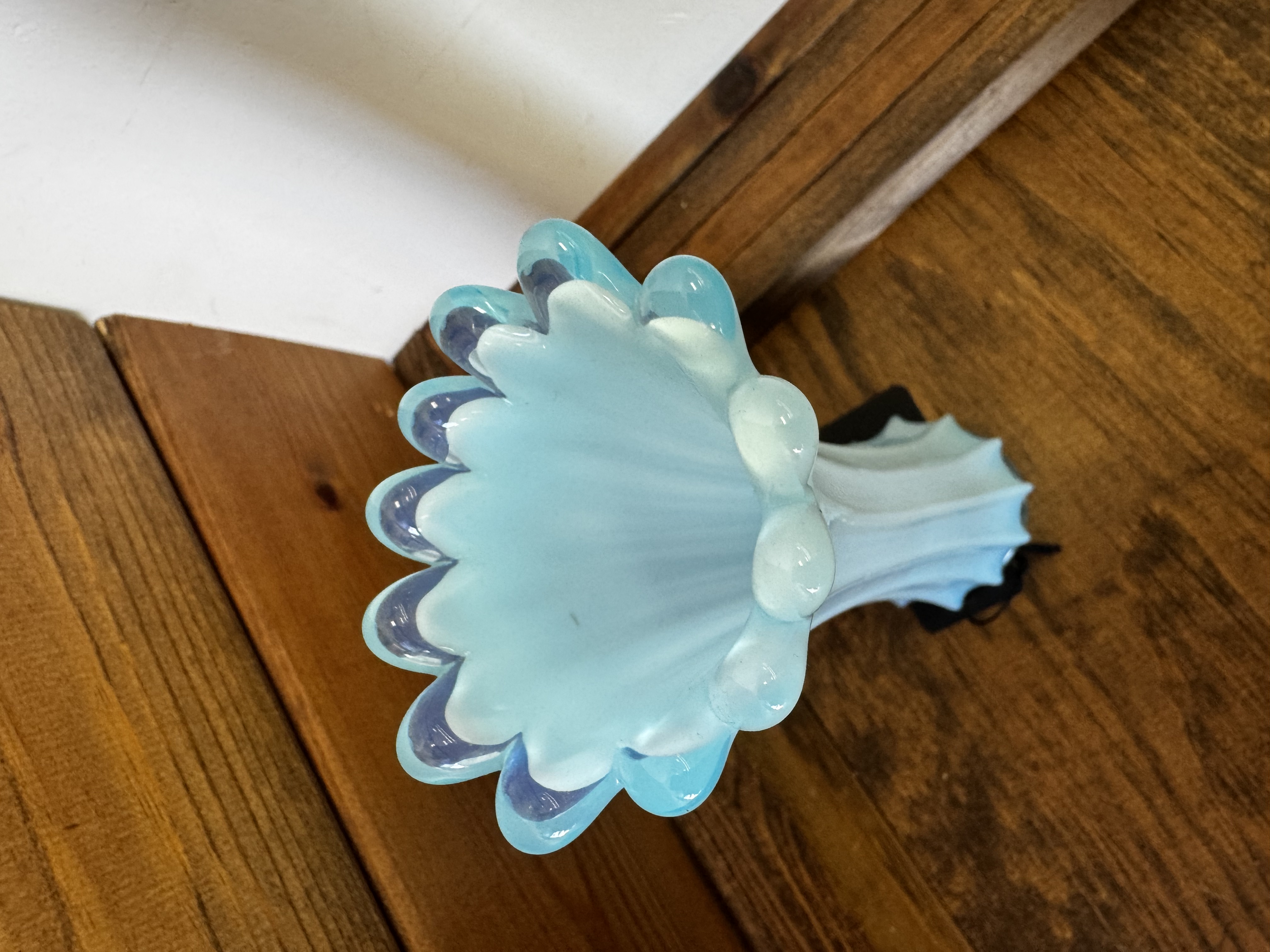 Blue Fostoria Heirloom 12 Panel Vase