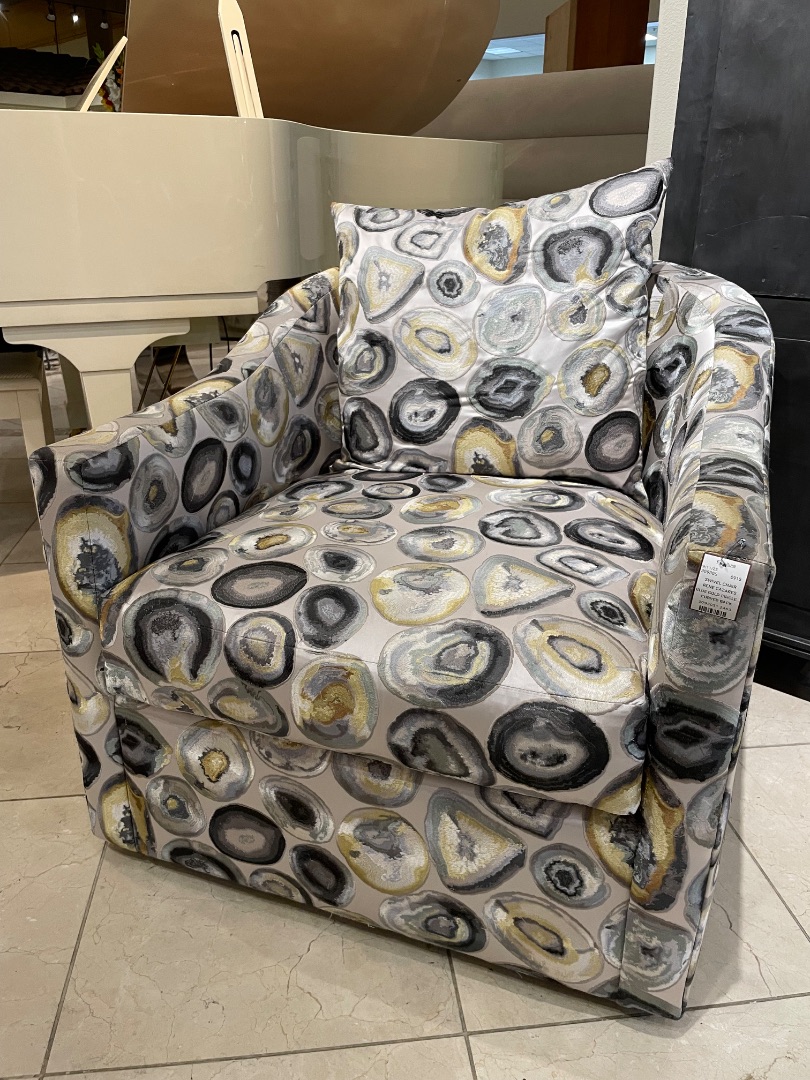 Swivel Chair Rene Cazares Curved Back Blue Gold Circles