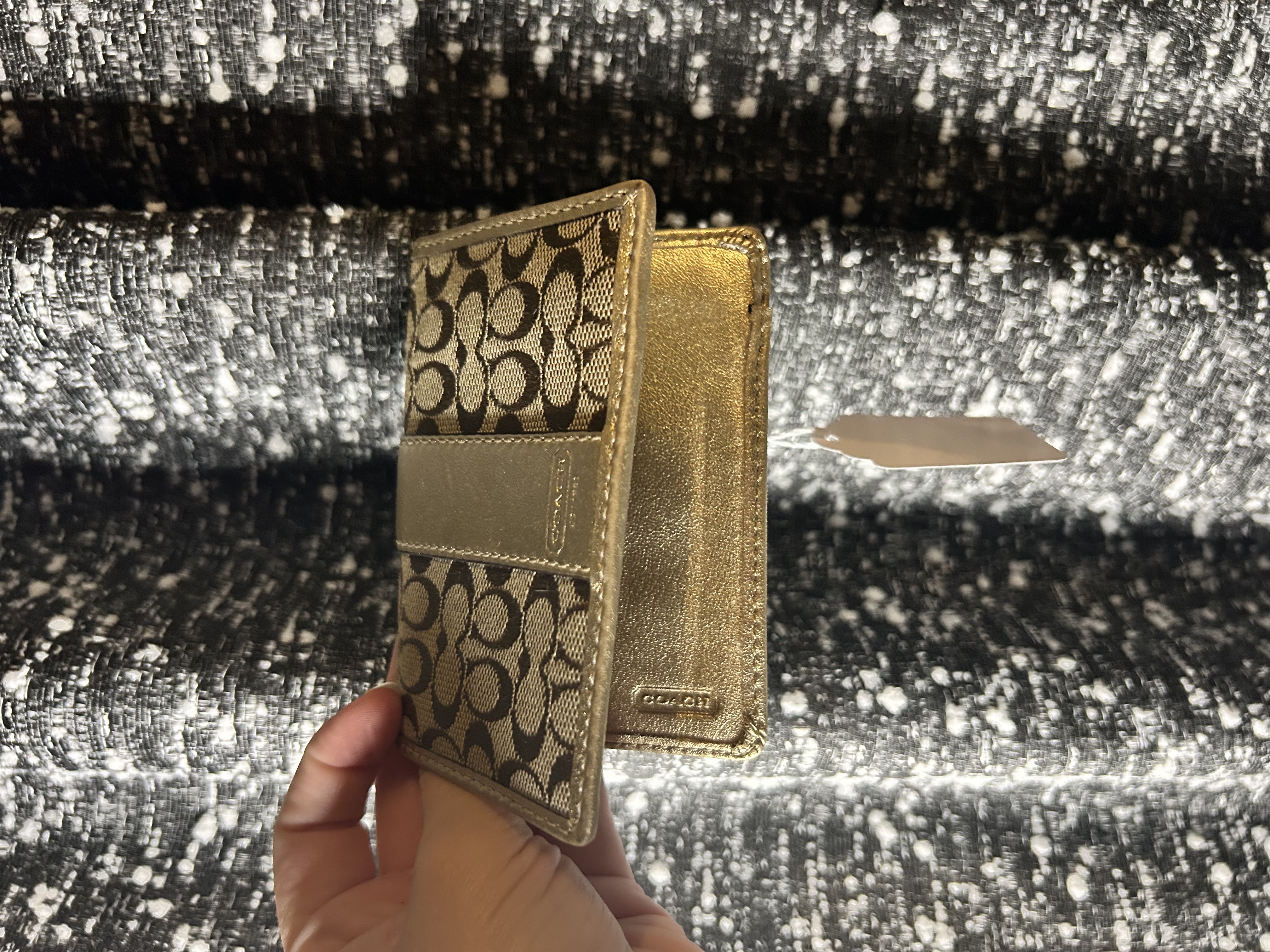 Coach Y2K Signature Card Case in Khaki & Metallic Gold