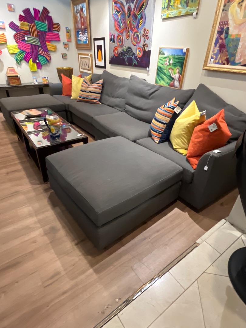 4Pc Sectional Sofa Mitchell Gold Bob Williams 2 Otto Boxy Look Gray AS IS