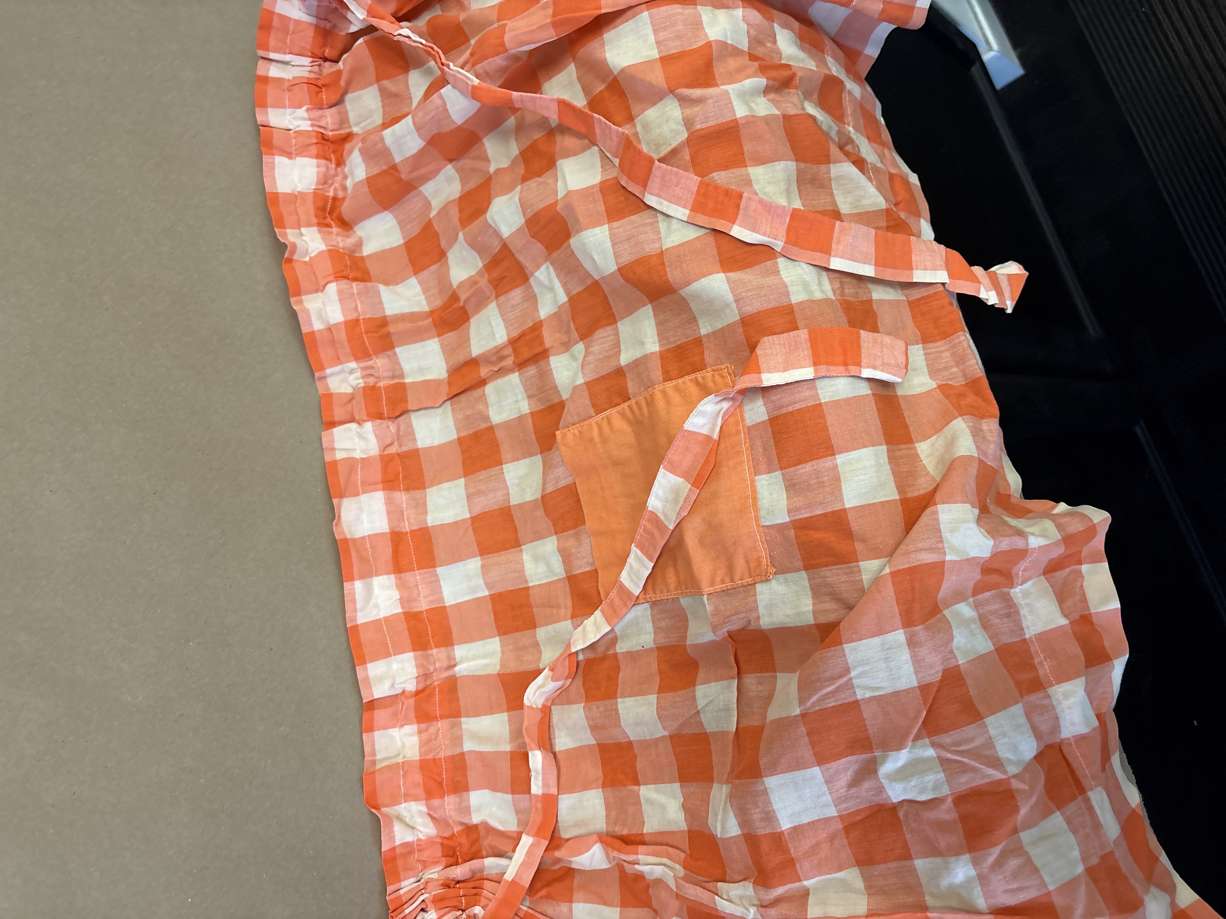 Vintage Orange Gingham Apron
